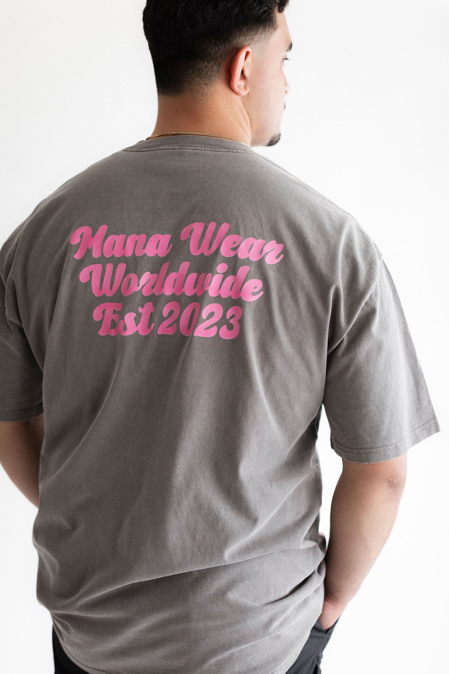 Men's Faded Tee - Pink on Grey