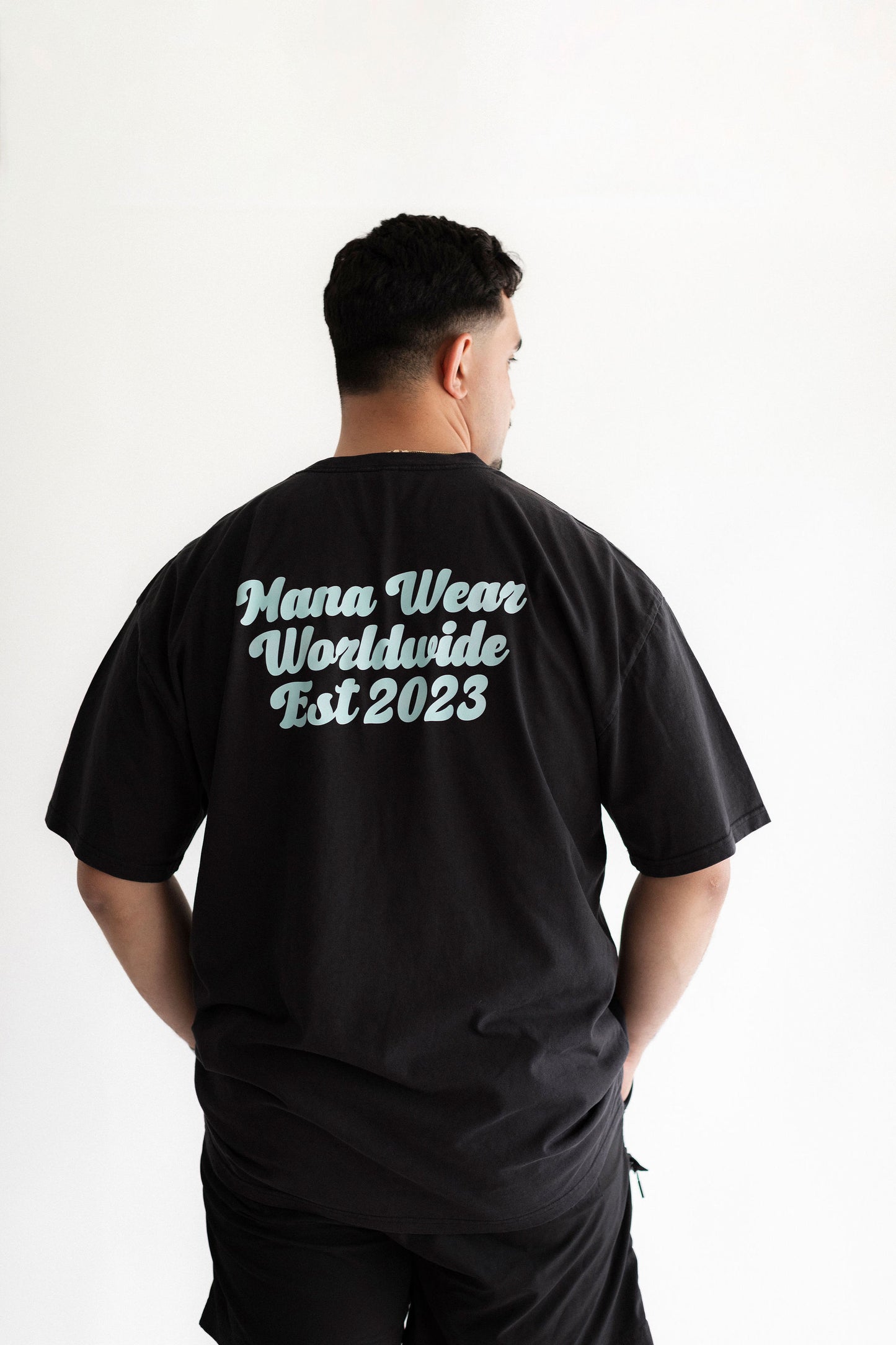 Men's Faded Tee - Turquoise on Black