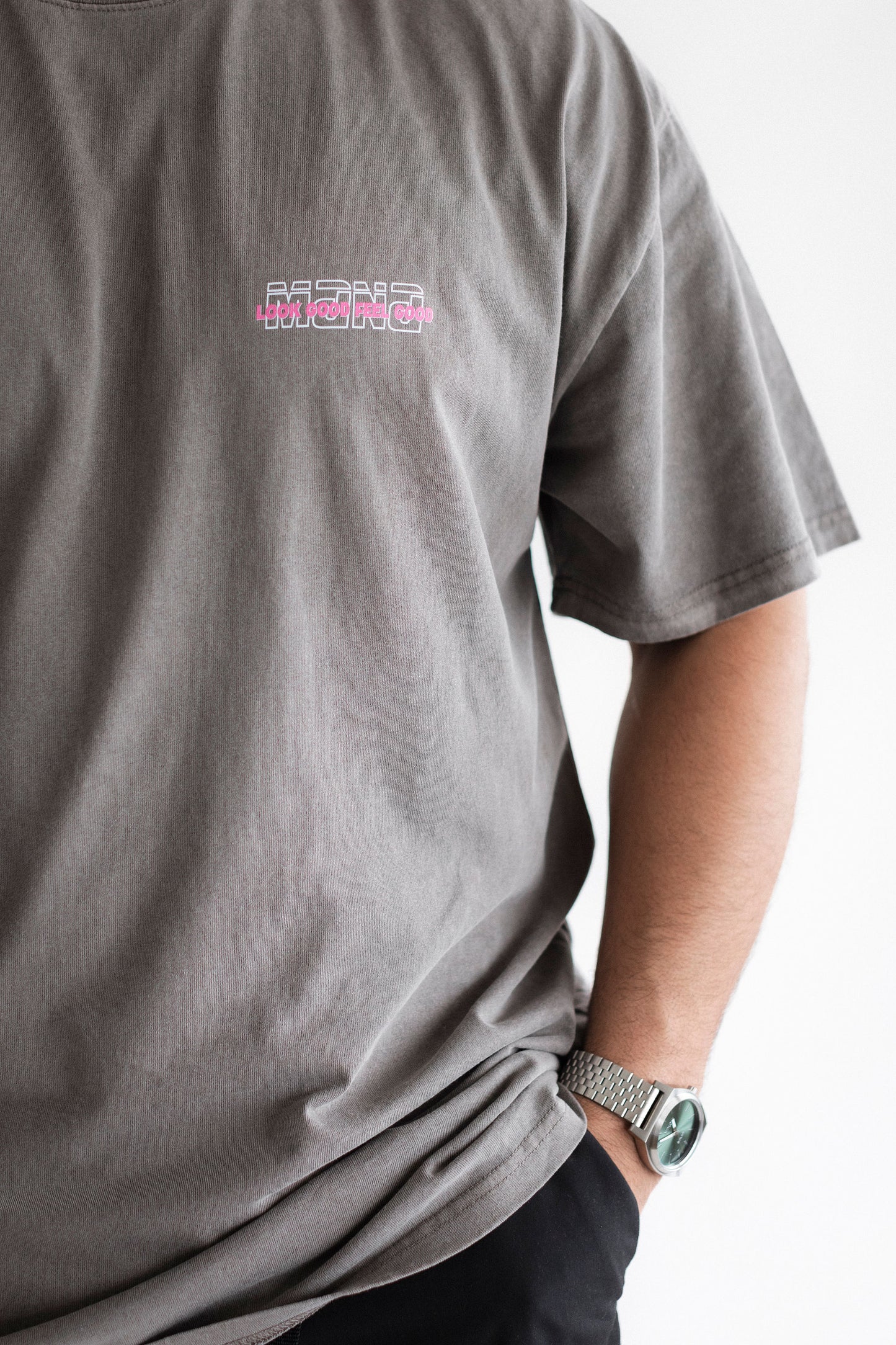 Men's Faded Tee - Pink on Grey
