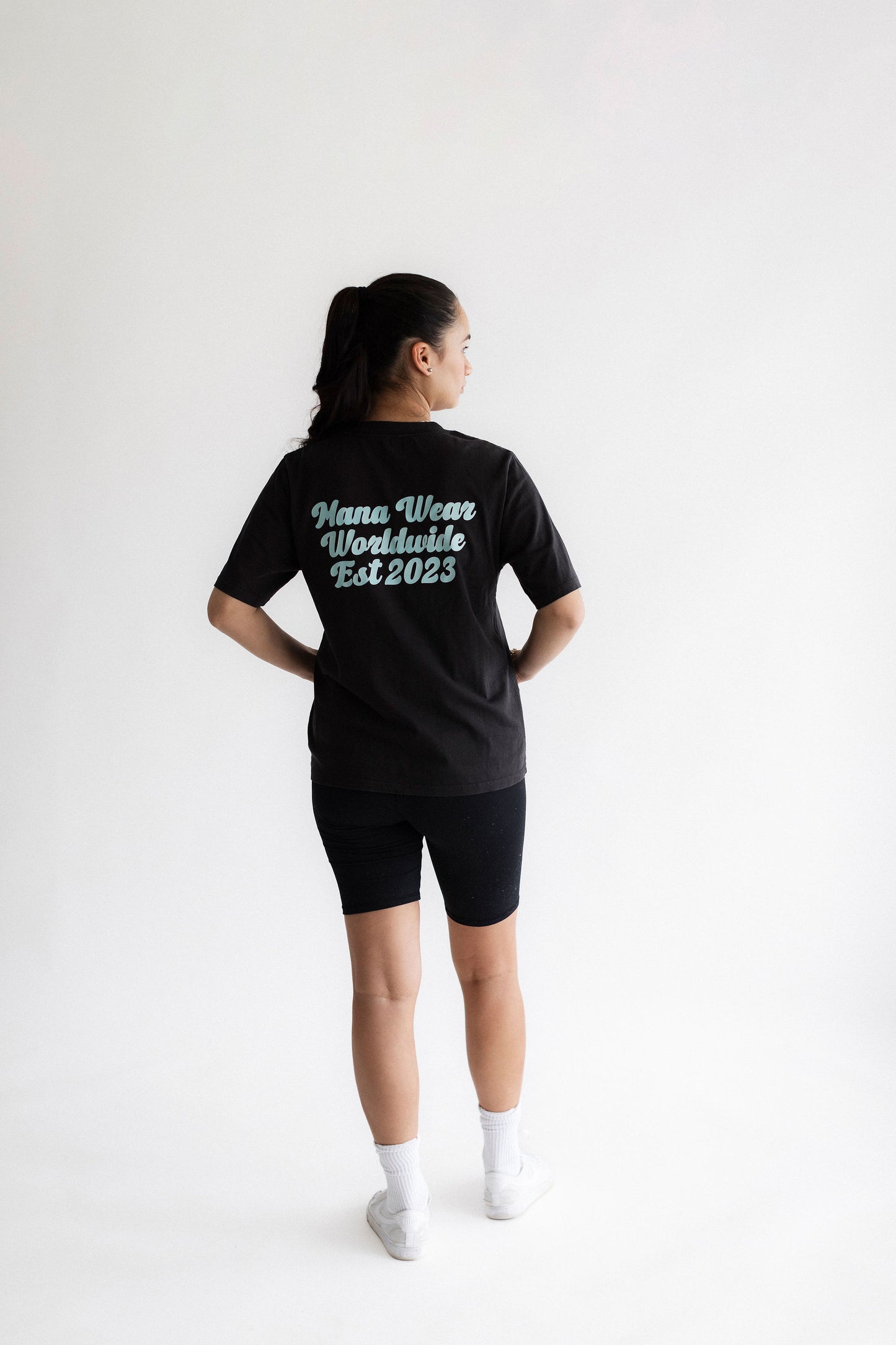 Women's Faded Tee - Turquoise on Black
